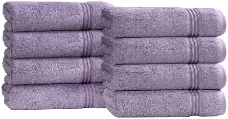 Superior Egyptian Cotton 8-Piece Hand Towel Set, Towel Basics For Quick Dry, Absorbent Small Towels, Facial, Spa, Kitchen, Bathroom Essentials, Apartment, Guest Bath, Soft, Washcloth, Royal Purple