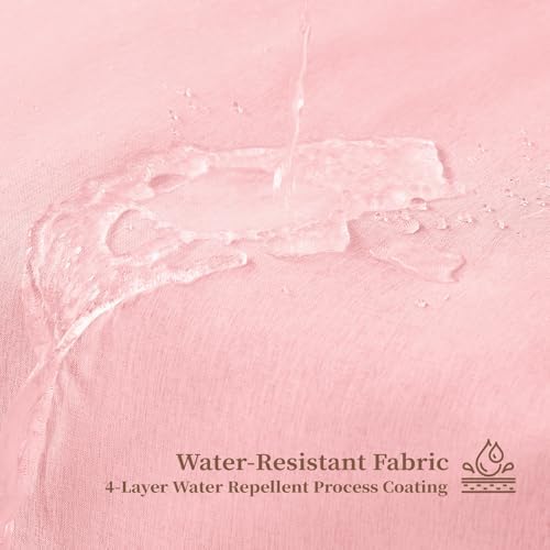 BTTN 72x78 Boho Scalloped Linen Textured Cloth Shower Curtain Set, Pink