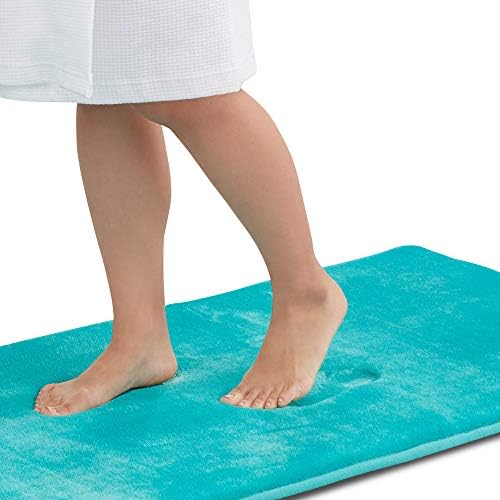 Memory Foam Bath Mat Non Slip Absorbent Super Cozy Velvet Bathroom Rug Carpet (22 inches X 42 inches, Teal)