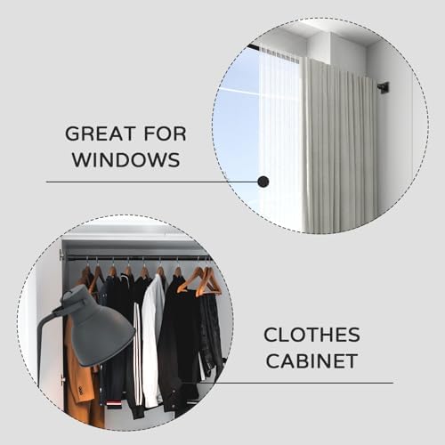 UIOSANRT Tension Shower Curtain Rod 31-92 Inches Non-Slip Shower Rod Tension Mounted No Drill Black Shower Curtain Rods Spring Tension Rod for Windows Bathroom