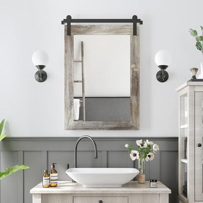 COGOOD Farmhouse Bathroom Mirrors for Over Sink - 30 x 22 Yellow White