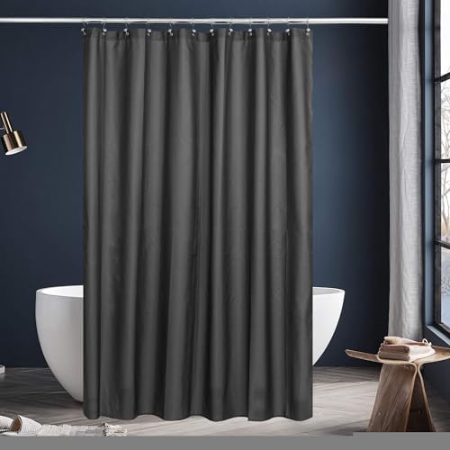 N&Y HOME Fabric Shower Curtain or Liner Extra Long 72 x 84, Graphite Gray
