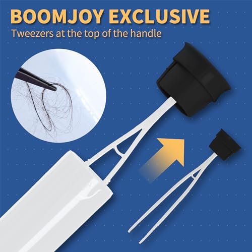 BOOMJOY Toilet Brush and Holder Set 2 Pack, Silicone Toilet Bowl Cleaner Brush, Toilet Scrubber Brush with Tweezers for Bathroom Cleaning, RV Accessories, House Organization Must-Haves - Gray