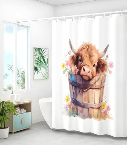 Bathroom Shower Curtain Cute Cortinas para Baño 72 x 72, Cow