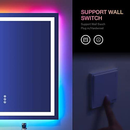 LOAAO 24"X36" RGB LED Bathroom Mirror with Lights, UL Listed