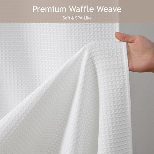 White 256GSM Heavy Duty Waffle Weave Shower Curtain, 72"x72"