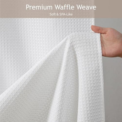 White 256GSM Heavy Duty Waffle Weave Shower Curtain, 72"x72"