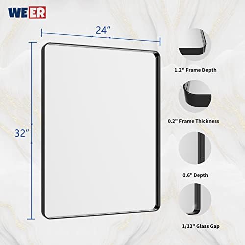 WEER Black Bathroom Vanity Mirror 24X32 Inch