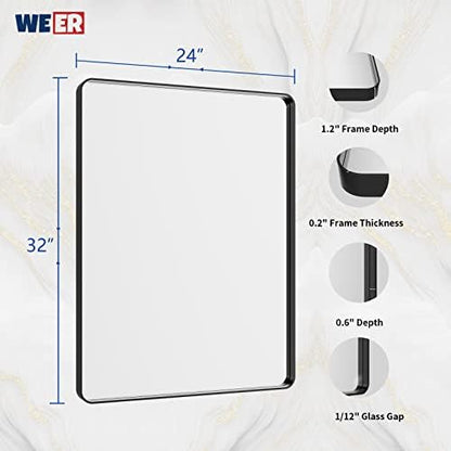 WEER Black Bathroom Vanity Mirror 24X32 Inch