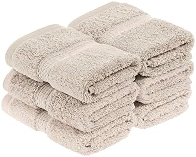 Superior Egyptian Cotton Plush & Absorbent, Face Towel Set of 6, Stone