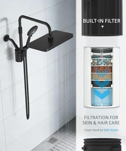 12 Inch Shower Head with Filters Rain Shower Head with Handheld Spray Combo