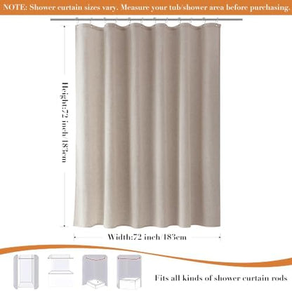 Nanspring Linen Shower Curtain for Bathroom 72x72 1 Panel Taupe Burlywood