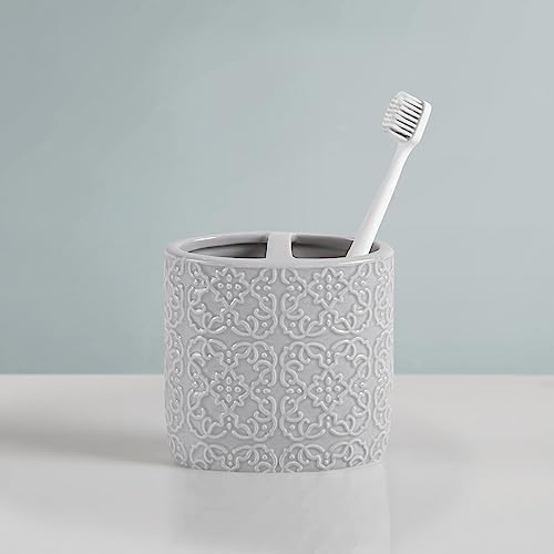 Martha Stewart Tara Bath Accessory Set Medallion, Grey