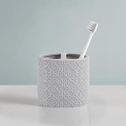 Martha Stewart Tara Bath Accessory Set Medallion, Grey
