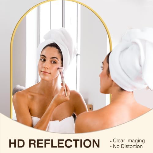 FICTOR 26" x 38" Arched Bathroom Vanity Mirror for Over Sink, Gold