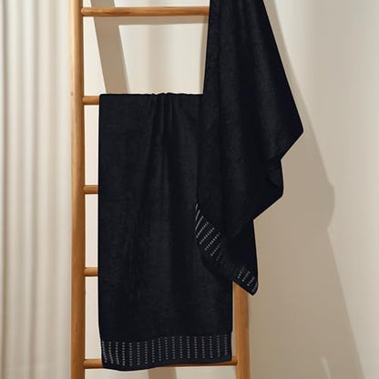 BELIZZI HOME Cotton 2 Pack Oversized Bath Towel Set 28x55 inches, Large Bath Towels, Ultra Absorbant Compact Quickdry & Lightweight Towel, Ideal for Gym Travel Camp Pool - Black