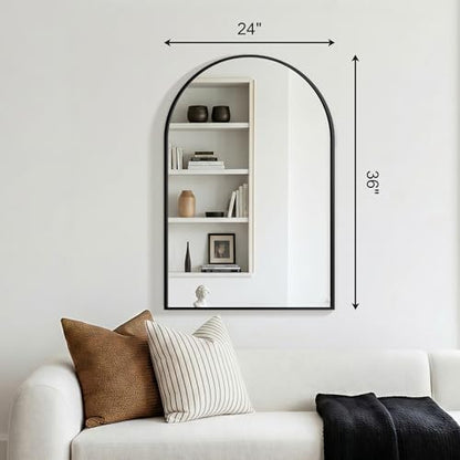 FGU Arched Bathroom Mirror for Over Sink 36"x24" Black Vanity Mirror