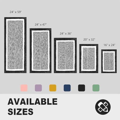 CozeCube Jet Black Bath Mat 47"x24" Non Slip Washable Rug