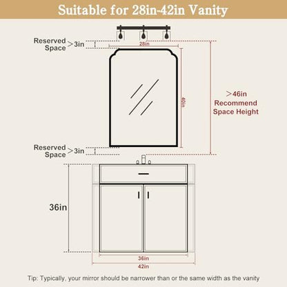 WallBeyond 28" x 40" Wood Bathroom Mirror for Wall Mounted, Rustic Rounded Corner Vanity Mirror for Entryway, Living Room or Bedroom Home Decorative [28" x 40" Natural Color]
