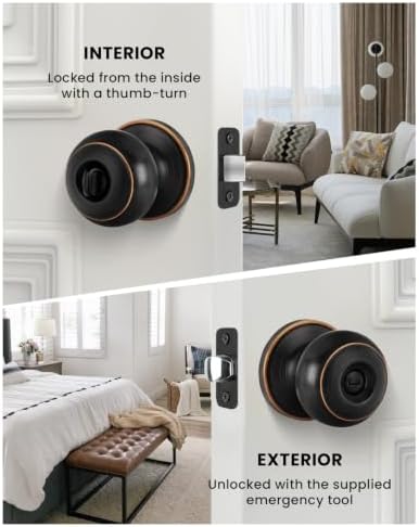 Haidms 6 Pack Oil Rubbed Bronze Door Knobs Interior, Bronze Privacy Interior Door Knobs for Bedroom or Bathroom Classic Round Doorknobs Hardware