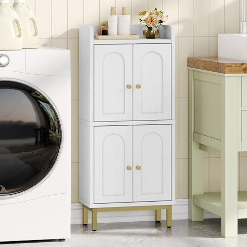 Hzuaneri Bathroom Cabinet, Small Storage Cabinet with 4 Doors