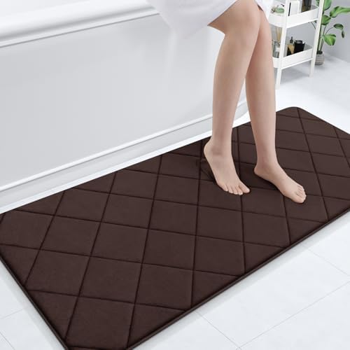 OLANLY Memory Foam Bath Mat 70x24, Ultra Soft and Absorbent Bathroom Rugs