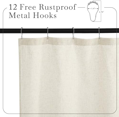 KGORGE Natural Linen Blend Sheer Shower Curtains for Bathroom