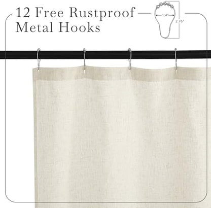 KGORGE Natural Linen Blend Sheer Shower Curtains for Bathroom