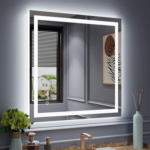 Amorho LED Mirror for Bathroom 40"X38" with Front Light and Backlit