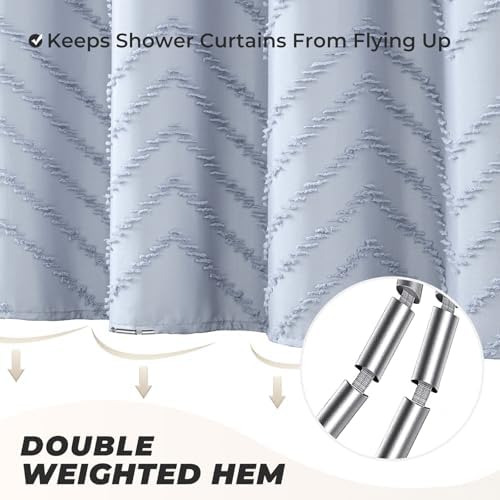 Fog Blue Boho Fabric Shower Curtain 60 x 72 Inches