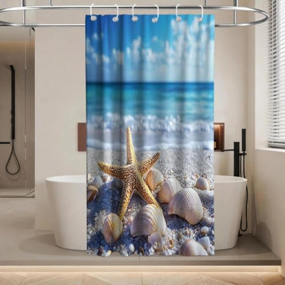 Modern Cute Beach Shower Curtain Tropical Coastal Kids Summer Seashell