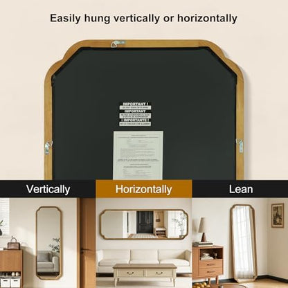 WallBeyond Full Length Mirror Wall Mounted 71"x24", Rustic Wooden Frame Floor Mirror, Large Full Body Mirror for Bedroom, Leaning or Hanging Against Wall (Natural Solid Wood)