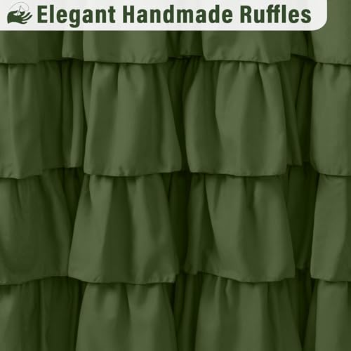 Seasonwood Green Ruffle Shower Curtain Farmhouse Shower Curtain 72 X 78