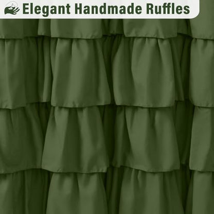 Seasonwood Green Ruffle Shower Curtain Farmhouse Shower Curtain 72 X 78