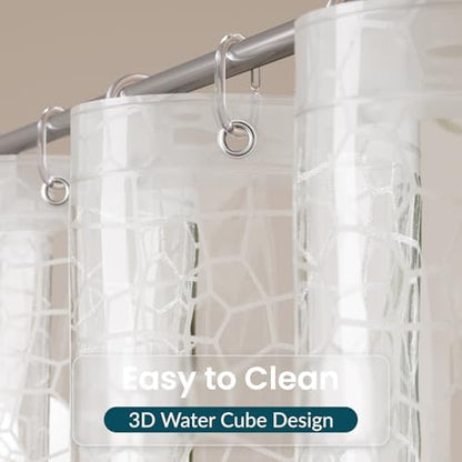 Titanker Clear Shower Curtain Liner with Water Cube, Medium Weight Plastic Shower Liner PEVA Waterproof Shower Curtains for Bathroom with Big Stones and Grommets, 72x72 Inches