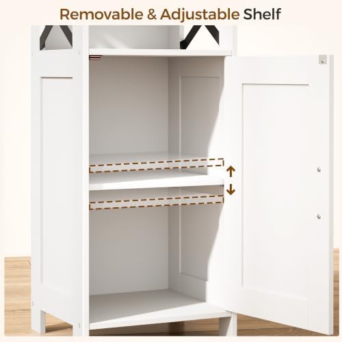 Homhedy Farmhouse Bathroom Storage Cabinet with Doors, Small Floor Cabinet