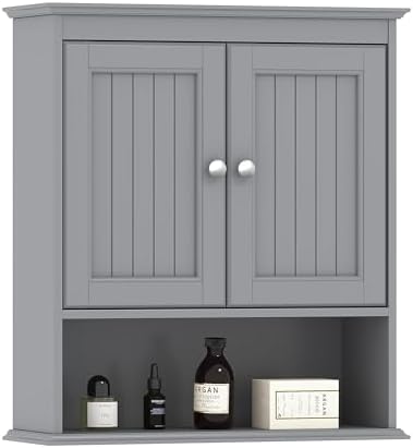 Spirich Bathroom Medicine Cabinet Over Toilet, Wall Mounted Cabinet, Gray