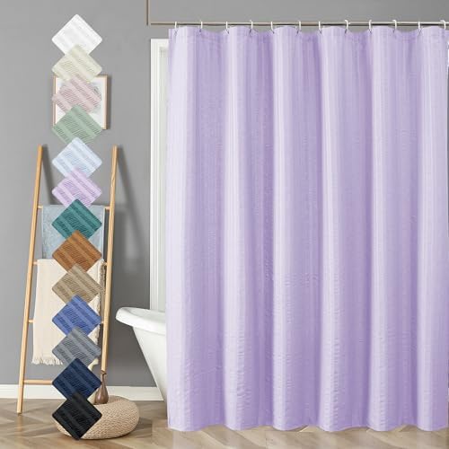 Aiyufeng Light Purple Shower Curtain for Bathroom, Embossed Textured Fabric Shower Curtain for Bathroom - Soft Cloth & Hotel Spa, Machine Washable, 72X78,Light Purple