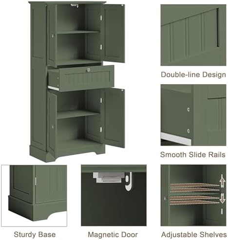 ChooChoo 51" H Bathroom Floor Cabinet with Drawer and Adjustable Shelves