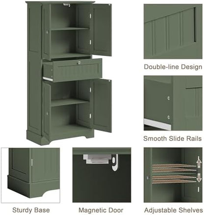ChooChoo 51" H Bathroom Floor Cabinet with Drawer and Adjustable Shelves