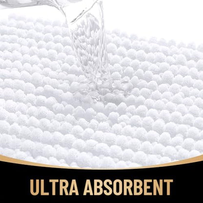 OLANLY Thick Chenille Small Bathroom Rugs 24x16, Absorbent Bath Mat, White