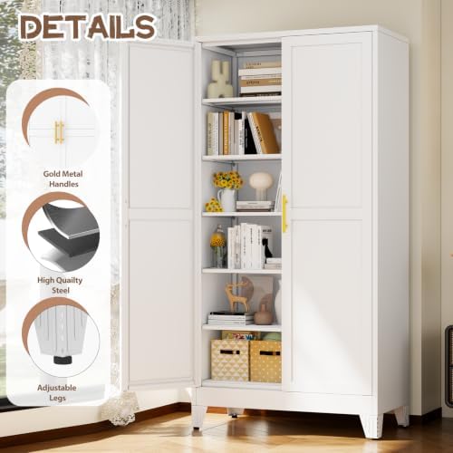 78.7" Tall Metal Pantry Cabinet, Freestanding Kitchen Storage Cabinet