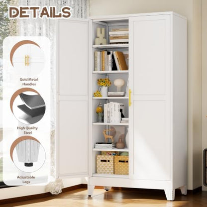 78.7" Tall Metal Pantry Cabinet, Freestanding Kitchen Storage Cabinet