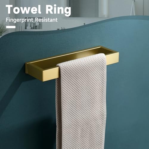 Brushed Gold 5-Pieces Bathroom Hardware Set Towel Bar Set,Stainless Steel Bathroom Hardware 23.6 Inch Towel Bar Towel Holder Set Wall-Mounted