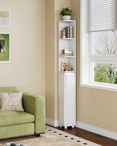 Hzuaneri Corner Cabinet, Tall Bathroom Corner Cabinet with Doors