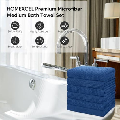 HOMEXCEL 6PK Bath Towel Set, 24x48 in, Absorbent&Quick Dry Towels for Hotel