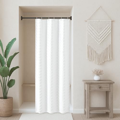 White Boho Fabric Shower Curtain 36 x 72 Inches