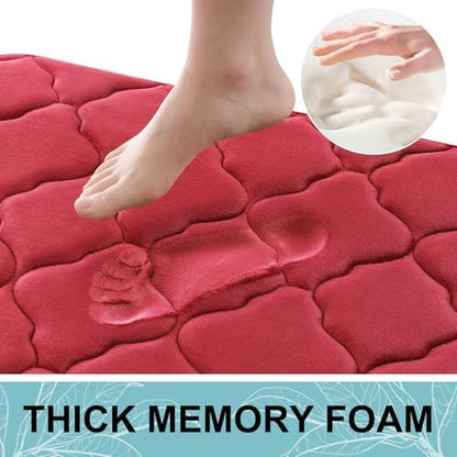 OLANLY Memory Foam Bath Mat Rug 30x20, Ultra Soft Bathroom Rugs, Red