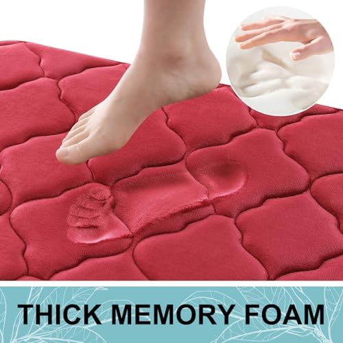 OLANLY Memory Foam Bath Mat Rug 36x24, Ultra Soft Bathroom Rugs, Red