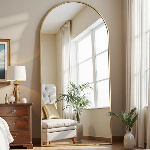 Dewfig Full Length Mirror, 70"x26" Arched Full Body Mirror, Gold